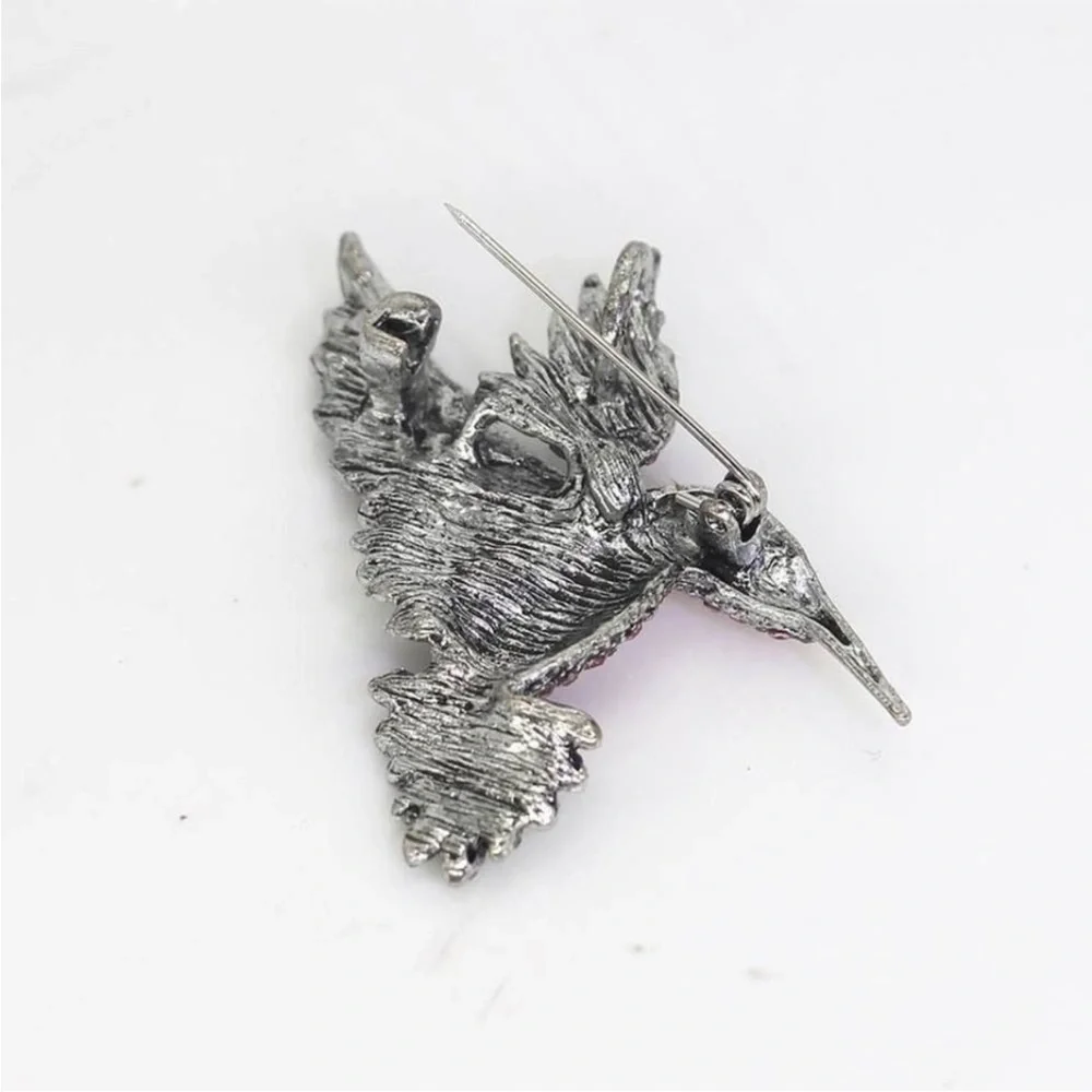 Blue Rhinestone Hummingbird Brooch - Picture 3 of 6